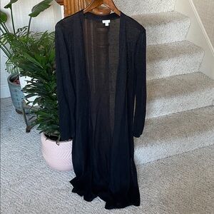 J. Jill Linen Black Knit Midi Cardigan